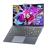 KUMNOSAL 2026 Laptop, 40,6 cm (16 Zoll) Laptop mit Core i5-8210Y Prozessor (bis zu 3,6 GHz), 16 GB RAM 512 GB SSD, UHD-Grafik, FHD 1920 x 1200, WiFi 5, BT 5.0, 180° Open Lap Top, Tastatur mit