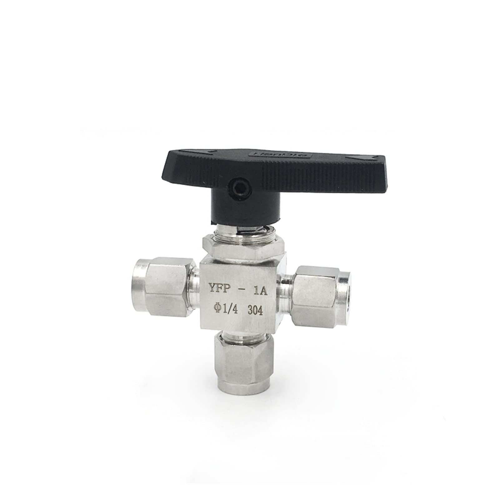 VNVMVDFO Valve 304 Stainless Steel 3mm 4mm 6mm 8mm 10mm 12mm 14mm Double Ferrule Tube Pipe Fitting Three 3 Way High Pressure Ball Valve(4mm)