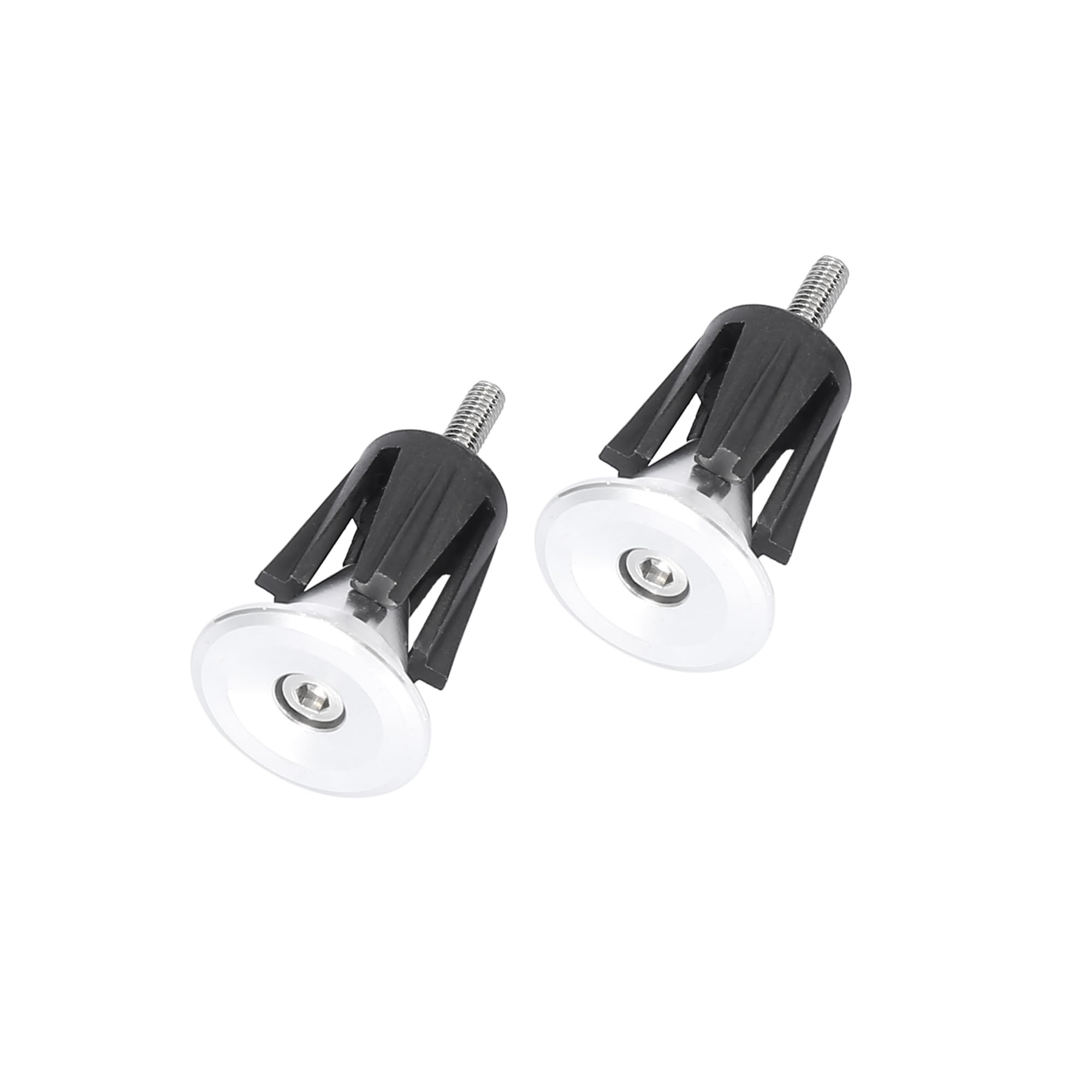 Partuto Pair Aluminum Alloy Bicycle Bike Handlebar End Plugs Silver Tone Replacement