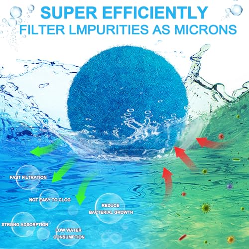 WLLEYAY 4 lbs Pool Filter Balls, New Upgrade Efficient Swimming Pool Filter Sand Alternative, Reusable Eco-Friendly Blue Filter Media Balls, Replace 150 lbs Filter Sand, Lasts for Several Seasons