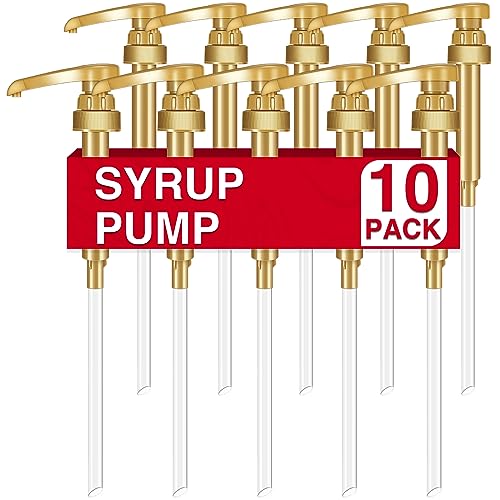 VOISEN Coffee Syrup Pumps, 10 Pack Gold Syrup Pump,...