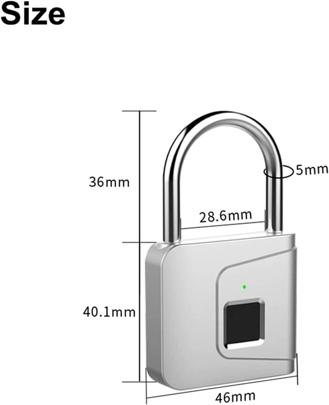Fingerprint Padlock Smart Padlock Biometric Lock with Keyless for Lockers Office School Gym Factory Garage Storage Gate Shed Bike Cabinet 10 Sets of Fingerprints (Color : Black) (Silver)