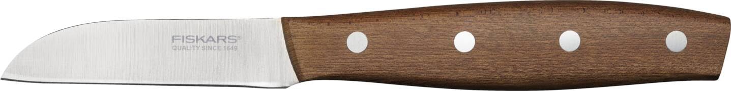 Fiskars Folken Schälmesser, Klingenlänge 7 cm, Klinge aus deutschem Edelstahl, Griff aus FSC-zertifiziertem Ahornholz, 1075691