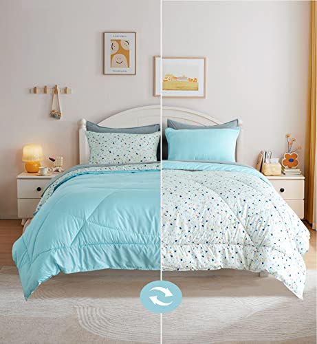 Kasentex Bed In A Bag Light Blue Twin Comforter Set With Sheets 5-Pieces For Kids, Teens, Girls And Boys - Bedding Sets With Comforter, Pillow Sham, Flat Sheet, Fitted Sheet, Pillowcase #TOP1