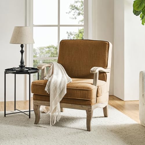 Image of HULALA HOME Accent Chair with Solid Wood Legs and Arms, Golden