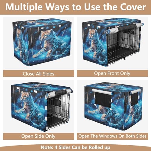 Housse imperméable pour cage chien et chat bleu guépard - 6
