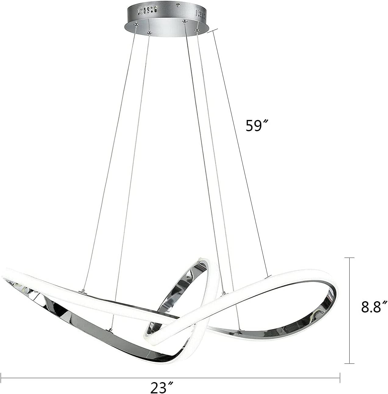 Światło sufitowe żyrandola, nowoczesna elegancka fala w stylu LAME LED Lampa LED, lampa ściemniacza z pilotem, białe światło 3000k, 36 W