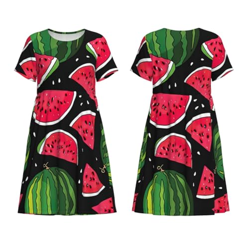 Robe d'été mi-longue pastèque EdWal pour femme avec manches courtes et col rond