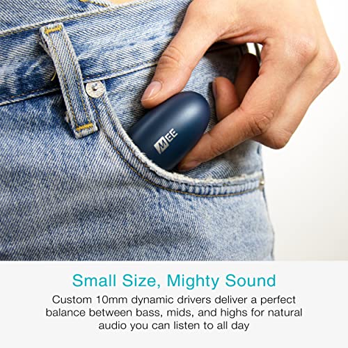 Mee Audio Pebbles Wireless Earbuds: Low Profile In-Ear Bluetooth Headphones With Headset Microphone & Call Noise Reduction- Lightweight Sweat-Resistant Earphones For Workouts, Gaming, Calls (Sapphire) #TOP2