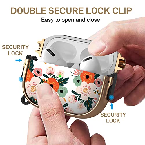 Image of Maxjoy for Airpods Pro 2nd Generation /1st Generation Case with Lock, Flower AirPod Pro 2 Case for Women Men with Keychain Protective Hard iPods Pro Cover for Airpods Pro (2022 /2019), Floral
