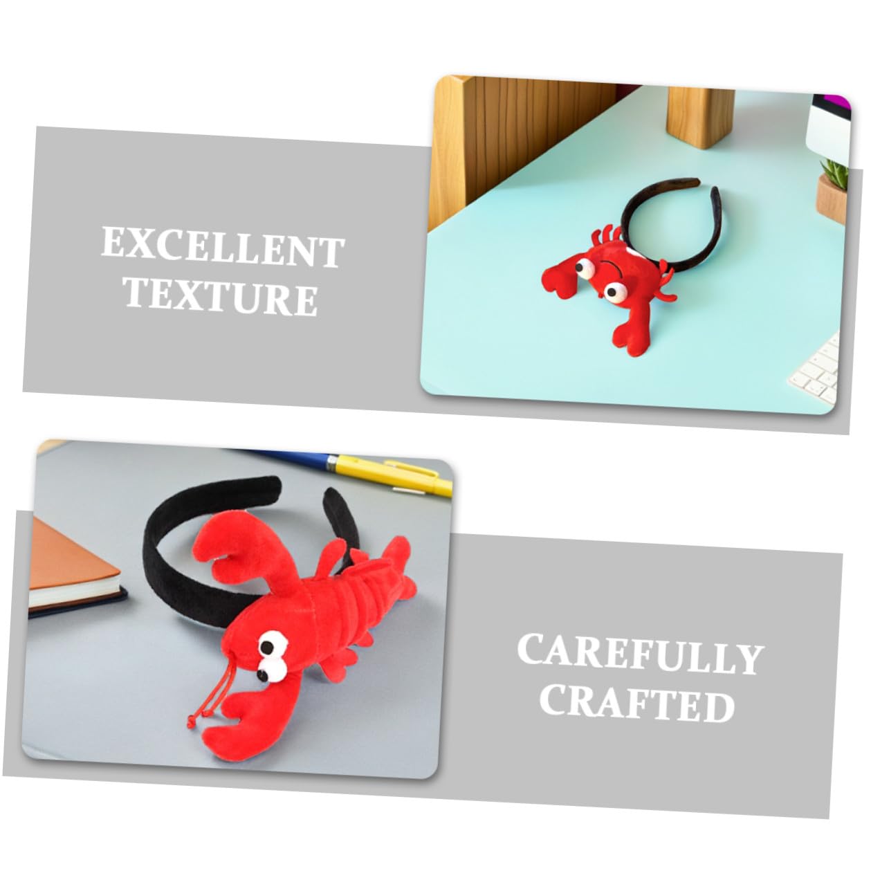 Mobestech 2 pezzi Cerchietti per Capelli Granchio e Aragosta Imbottiti Accessori Decorativi Leggeri e Stabili per Feste e Cosplay