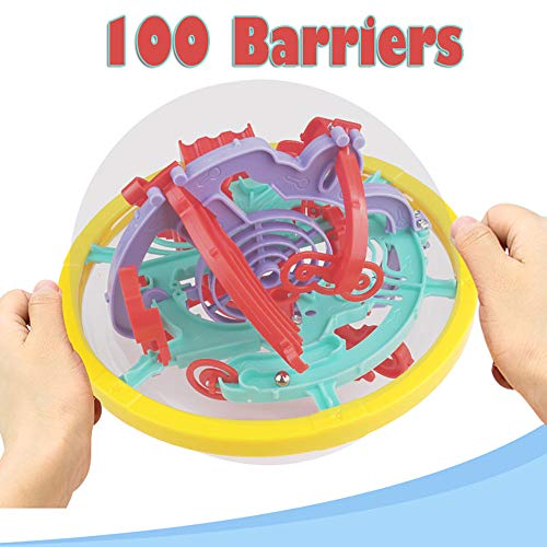 Preisvergleich Produktbild Alecony 3D Labyrinth Ball, 100 Barrieren Mini Kugellabyrinth Puzzleball Bunt Gleichgewicht Ball Geduldspiel Kugelspiel Magic Maze Ball Lernen Bildung Cube Spiel Globe Sphere Masse Spielzeug
