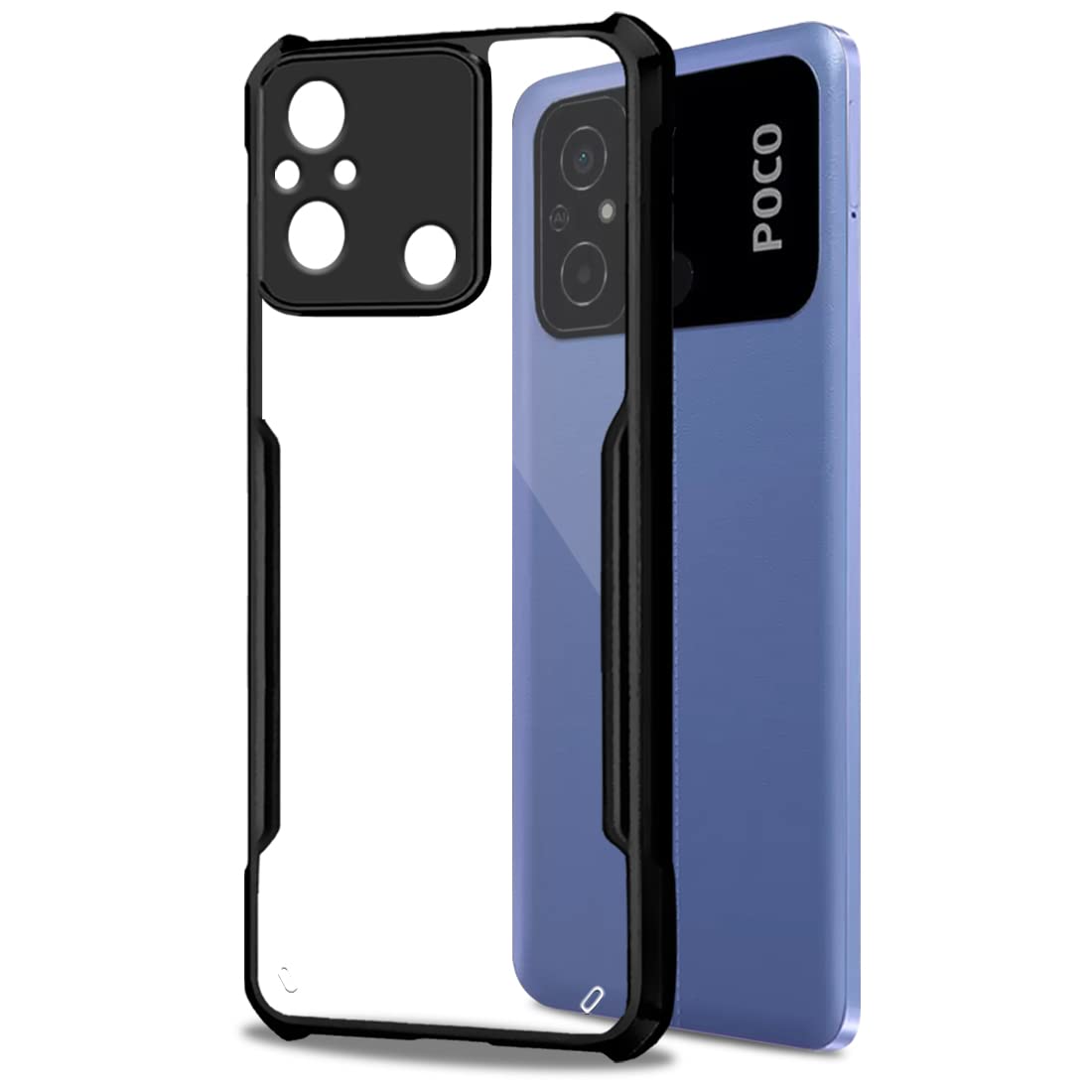 Fashionury TPU+Plastic Shockproof Crystal Clear Back Cover Case for Poco C55/Mi Redmi 12C|360 Degree Protection Protective Design Transparent Back Cover Case for Poco C55/Mi Redmi 12C (Black Bumper) (B0C23RJS3Q) Amazon Price History, Amazon Price Tracker