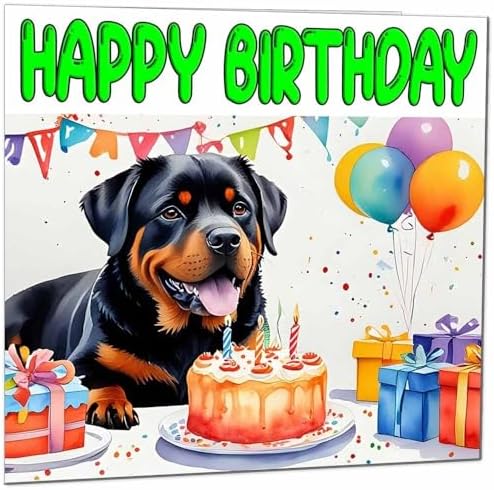 Funny Rottweiler Birthday Card - 145x145mm Premium Greeting Card With Envelope