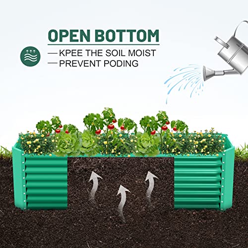 Image of Land Guard 6x3x2 ft Galvanized Metal Raised Garden Bed, 2FT Deep Root Elevated Planter Box Steel Large Vegetable Flower Bed Kit(Green)