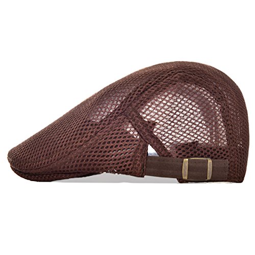 Image of VOBOOM Men Breathable Mesh Summer Hat Adjustable Newsboy Beret Ivy Cabbie Flat Cap