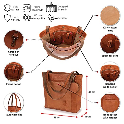 Berliner Bags Vintage shopper Seville, leren handtas voor vrouwen, bruin - Image 3