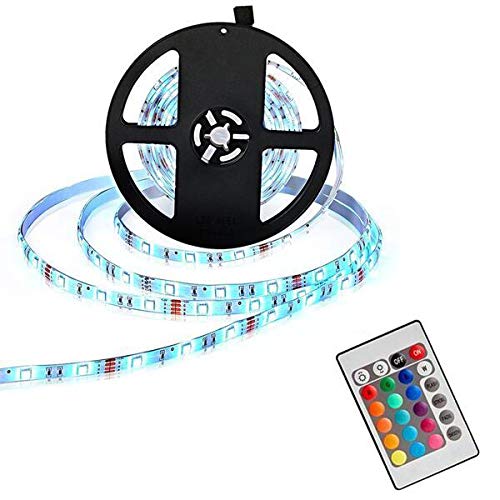 Gluckluz Strip Light LED Lights 1 Meter Strips with Remote Control USB Multi-Color 5050 RGB Waterproof Lights for Kitchen Home Theater Laptop PC Monitor (Color Changing)