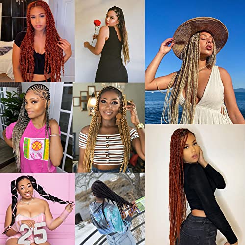 Leeven 16 Inch 8 Packs Pre Stretched Braiding Hair Ginger Braiding Hair Extension Braiding Hair Pre Stretched Kanekalon Knotless Braids (350#) #TOP5