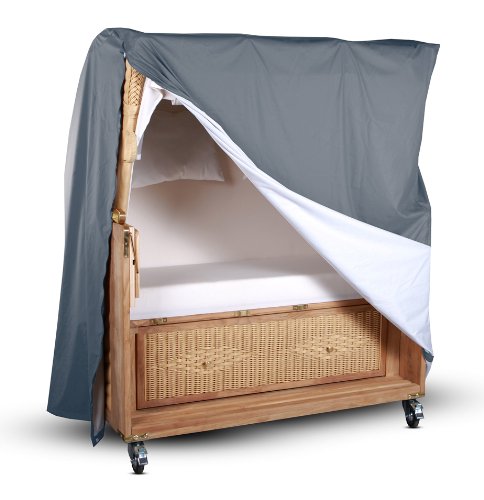 Protec Teak Strandkorb Schutzhülle - Ganzjahres-Abdeckhaube atmungsaktiv Schutzhülle Schutzhaube Haube (2-Sitzer, Grau) Cover