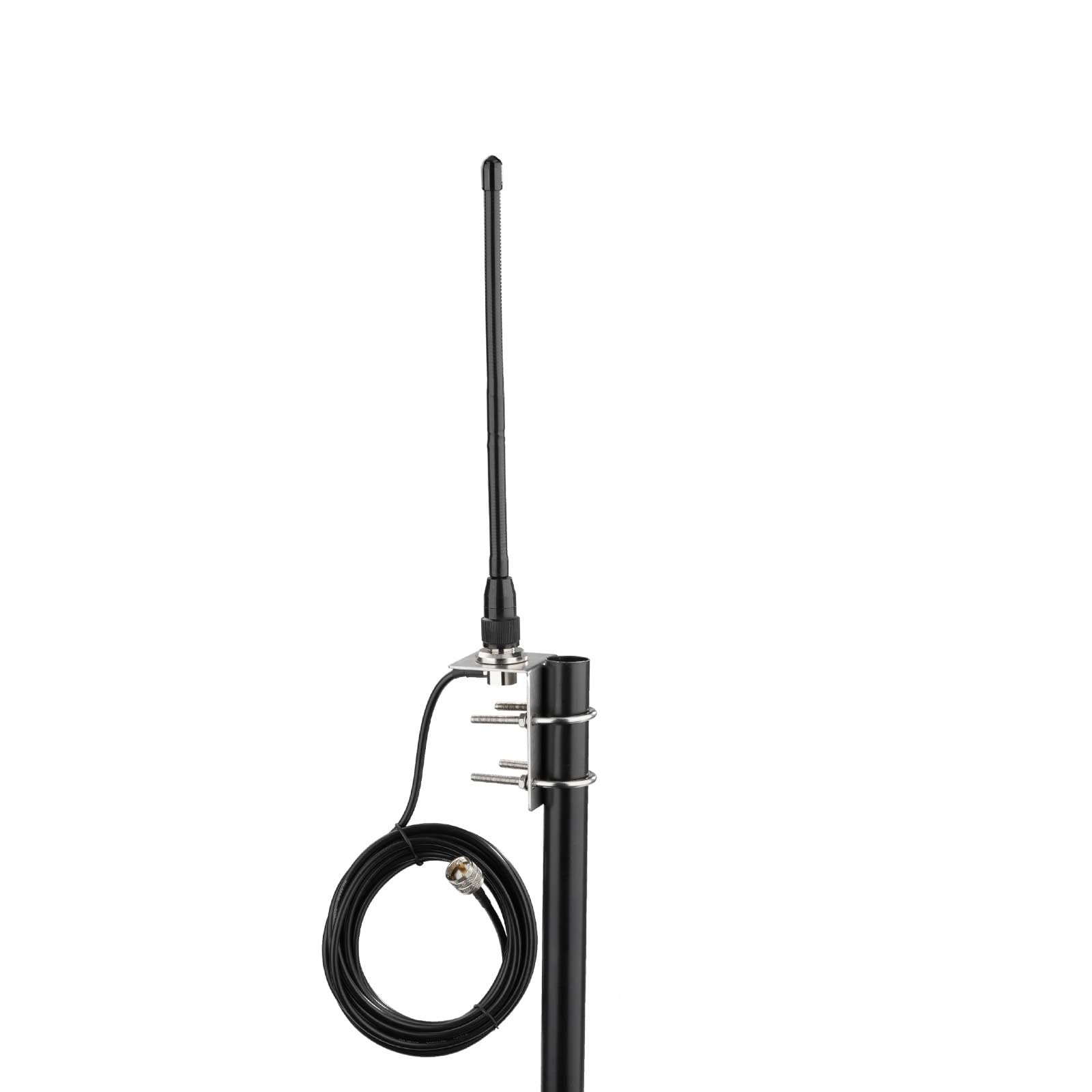 Bingfu Antenna CB 27 MHz Flessibile Con Cavo RG58 Da 5 M E Staffa In Acciaio Inossidabile - Connettore UHF PL259 Maschio Per Radio Mobile Auto E Camion