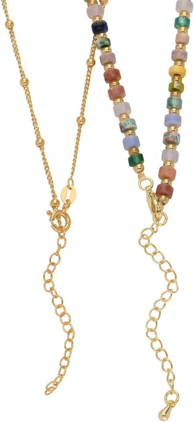 MYKA - Personalized 2 Sets Of Layered Necklace with Initials On Bobble Chain & Colorful Beads - Colorful Gift For her, Women For Mother's Day, Birthday, Christmas - Resort, Tropical, Pacific Colors for Summer