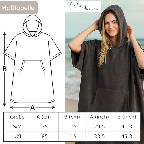 CalmyBEACH Frottee Badeponcho Damen Herren - Strandponcho 100% Baumwolle Surf Poncho Erwachsene Handtuch Kapuze Bade Surfponcho Bademantel (Altrose, S/M)