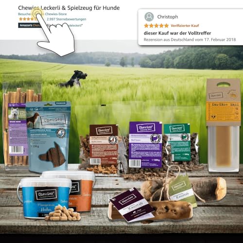 Chewies Kaugeweih für Hunde - ganze Stange - Abwurfstange vom Rothirsch - Hirschgeweih - natürlich unf mineralstoffreich, Größe L