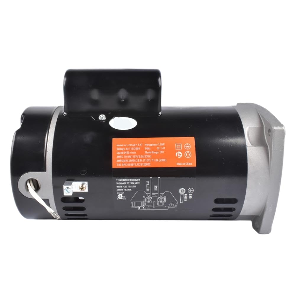 Szjzgnuhm Onecolor Pool Pump Motor 1.5 3450 Rpm 208-230 Volt 56Y Frame Square Flange B2842 Sq1152 B842 Eb842 B849