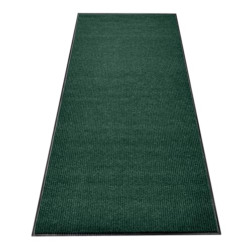 Image of Durable Rubber Door Mat - Heavy Duty, Indoor /Outdoor, Easy Clean, Waterproof, Low-Profile Mat for Entry, Patio, Garage - Stylish (Green, 6' x 2' (Mud Trapper))