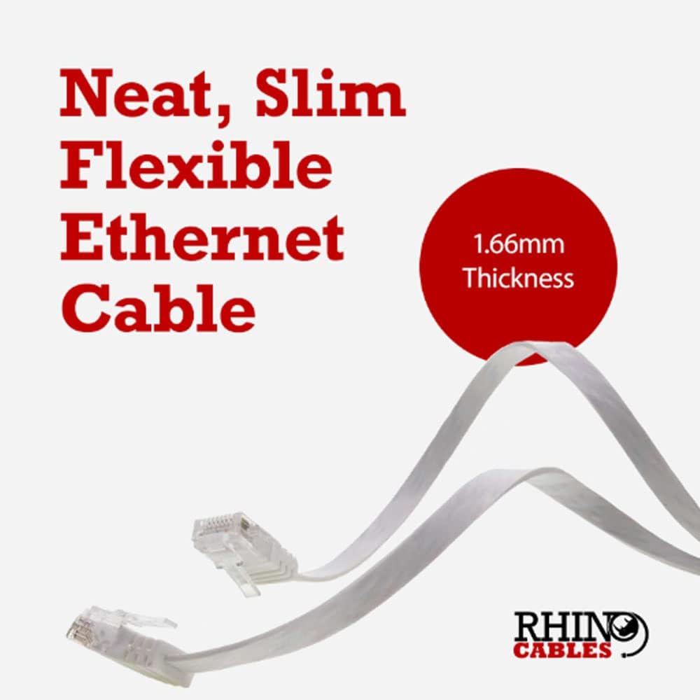 rhinocables Flat CAT5e HighSpeed Network Patch Cable CAT 5 RJ45 for LAN — Thin