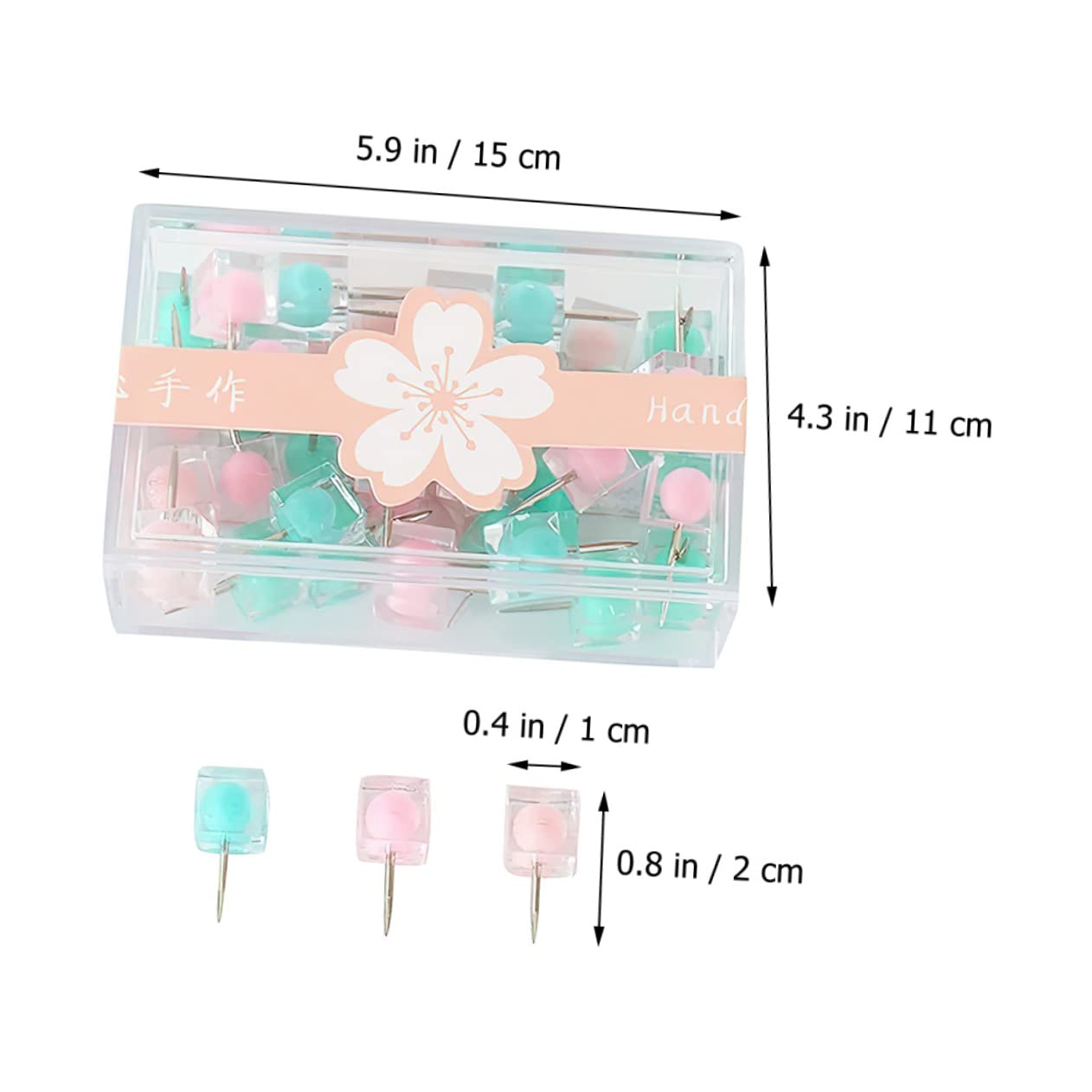 STOBOK 200piezas Chinchetas Decorativas De Brillantes De Pushpins Cuadrados para Tableros De Corcho y Mapas Almacenamiento Práctico Caja Transparente