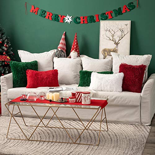 Image of MIULEE Pack of Decoration 2 Luxury Faux Fur Throw Pillow Covers Deluxe Spring Cute Decorative Plush Pillow Case Cushion Cover Shell for Sofa Bedroom Car 20x20 Inch White