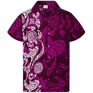 King Kameha Hawaiiaans Overhemd Hawaii-Overhemd Shirt Heren Korte Mouw Voorvak Hawaiian Afdrukken Maori Verticaal
