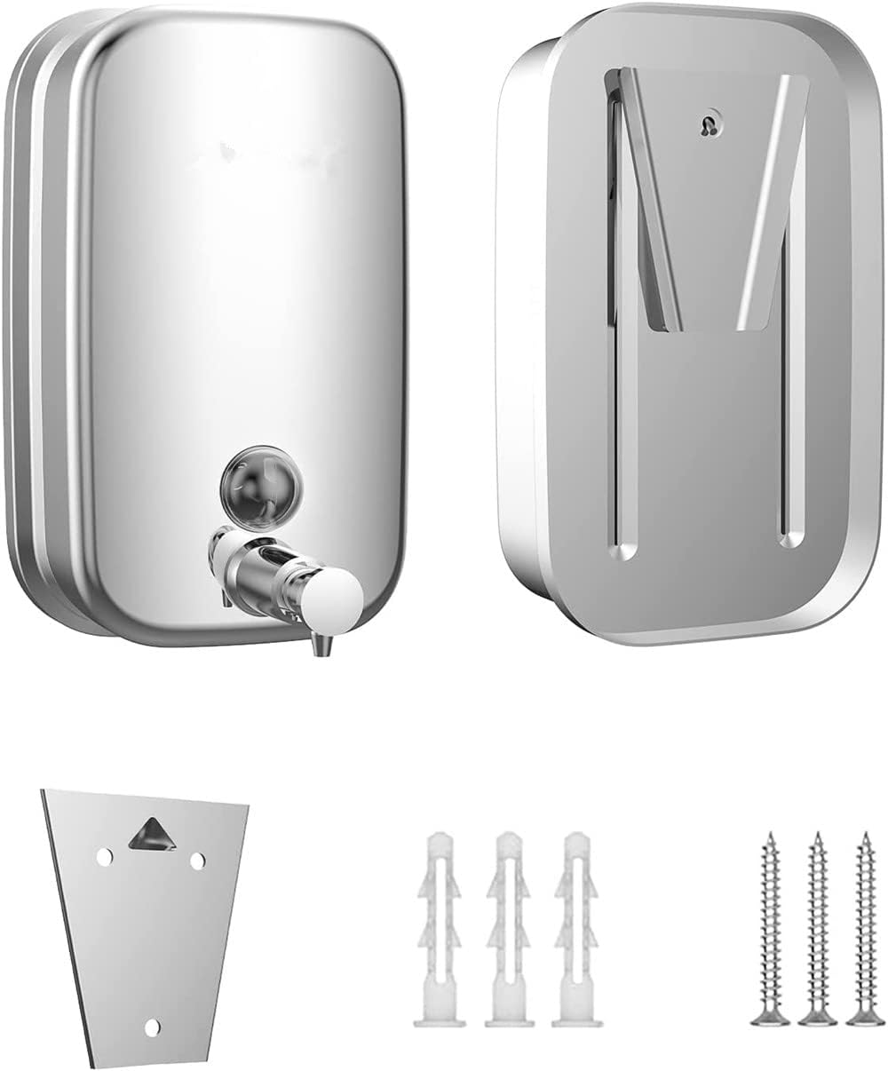Dispenser di sapone manuale a pompa da parete in acciaio inox, dispenser di sapone per le mani, commerciale per bagno e cucina (800 ml)