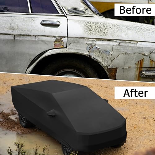 Image of Indoor Car Cover for Tesla Cybertruck, Windproof Dustproof UV Protection Automobiles Full Car Cover for Car Shows and Underground Garage, with Storage Bag, Black