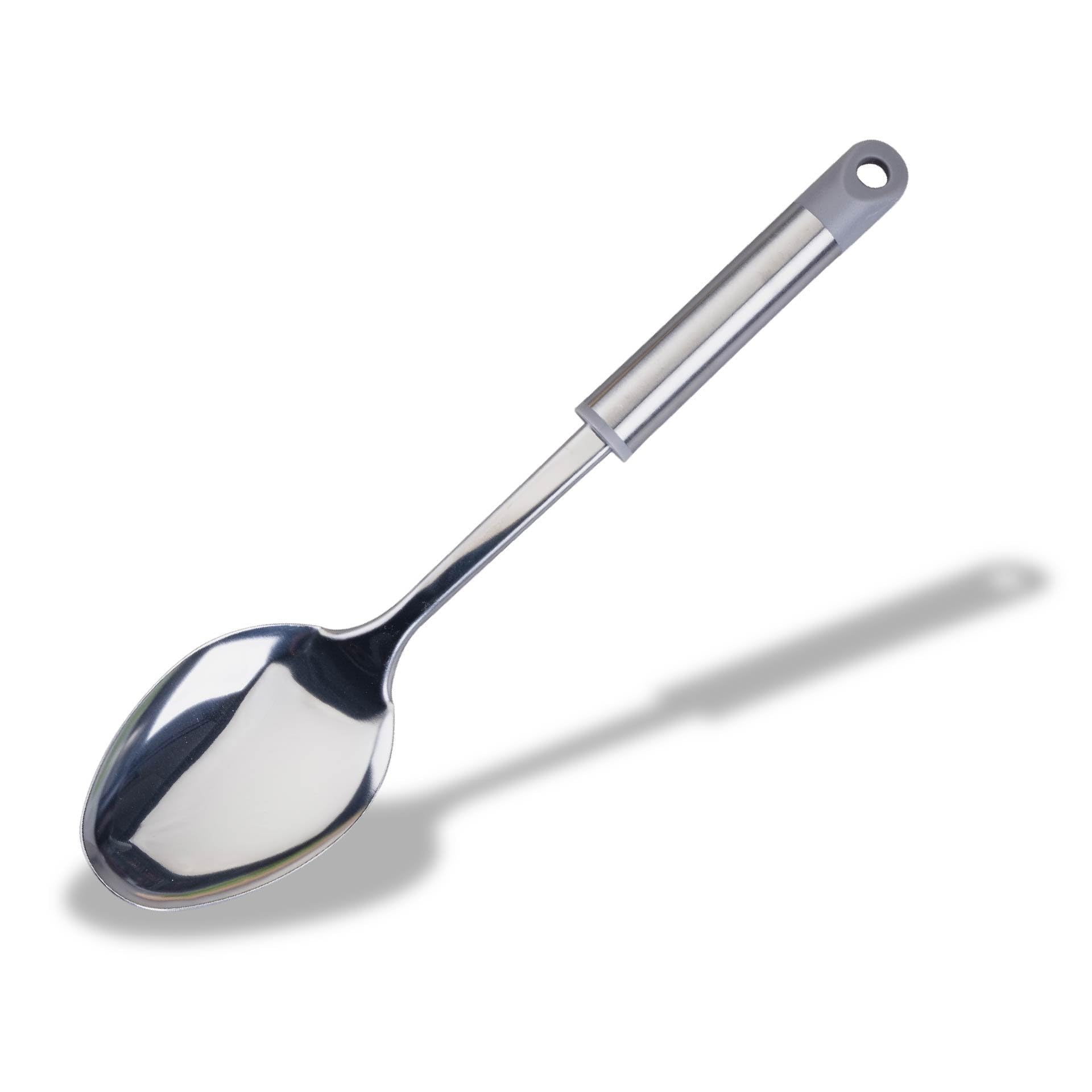 Fackelmann MODE Solid Spoon, Stainless Steel Kitchen Utensil, Heat-Resistant Metal Handle for Serving, Mixing, Stirring & Serving, Home & Professional, Large Scooping Cooking Spoon, 32.5cm