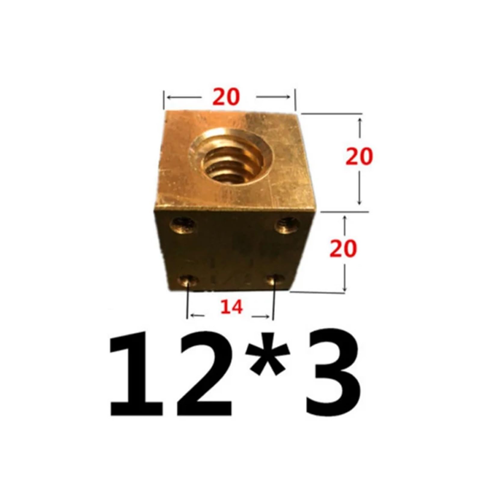 Ball Screw nut Numerical Control Parts 1pc T12 T18 T20 T25 T30 Brass Lead Screw Square Nut Trapezoid Screw Support Nut Right Thread(T12x3 Right-Hand)