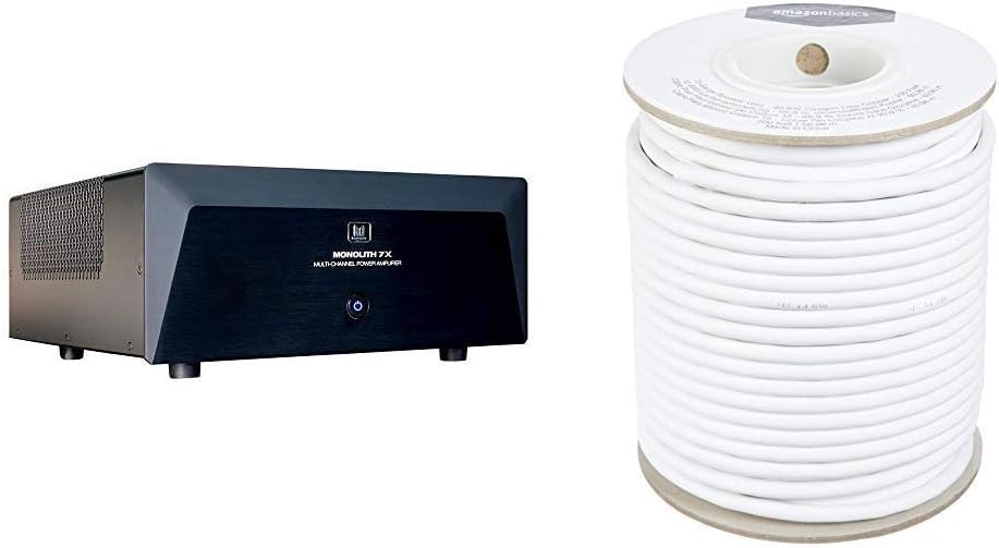 Monolith MultiChannel Power Amplifier Bundle with AmazonBasics 12Gauge Audio Speaker Wire