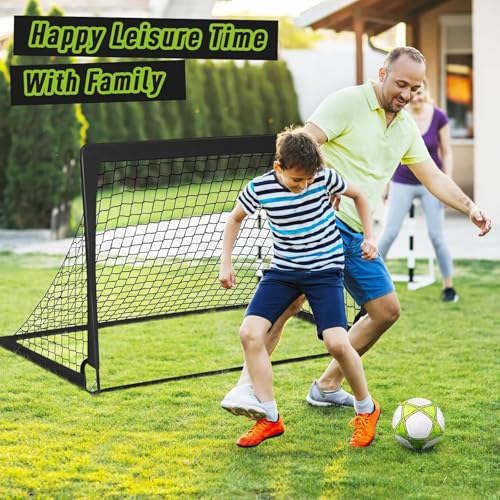 Image of 2 Soccer Goal of 4X3 FT for Backyard, Portable Football Goal Training Equipment with Soccer Ball, 10 Football Cones, Carry Bag, Practice Net for Youth Games, Sports