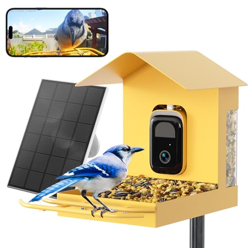 Bilantan Metal Smart Bird Feeder with Camera Solar Powered, 5G/2.4G WiFi Compatible, Lifetime Free AI Birds Identification, 2.5K Video Bird Feeder, Ultimate Gift for Bird Lovers