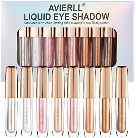 AVIERLL Liquid Eyeshadow Set 8 Colors Gold Eyeshadow Brown Glitter Eyeshadow eye Glitter Makeup Eye Shadow Stick Makeup Kit Quick-Drying Long Lasting