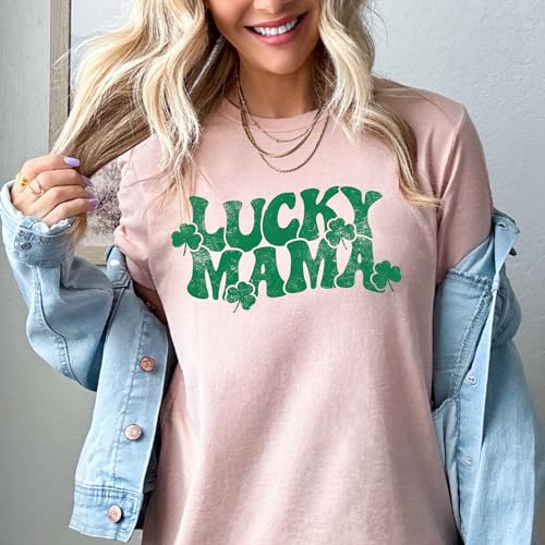 Lucky Mama Shirt St Patrick’s Day Shirt for Women Lucky Dada T-shirt Men Matching Mom and Dad Tees Lucky Mom Irish Green Shirt for Mommy2