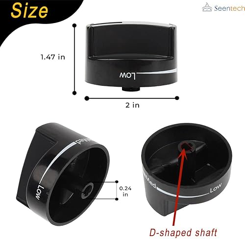 Miniatura 3 de W10339442 - Perillas para estufa de hidromasaje, perillas de control de quemador de superficie de cocina, color negro, compatible con rango de gas