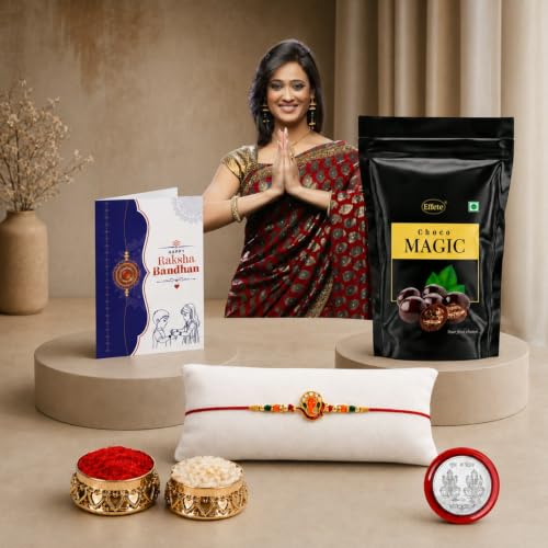 Image of Periapt Ganesha Rakhi & Choco Magic (Pouch), Rakhi & Chocolate for brother, Rakhi with chocolate, rakhi with gift, Rakhi Combo, Set of 1 Rakhi, Effete Chocolate (K1 251 SM)