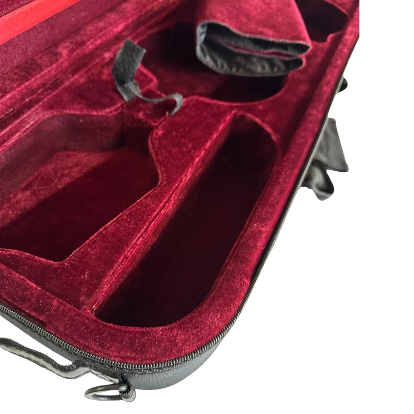 mezzo-forte Geigenkasten Violine 4/4 Rechteck-Format, leicht, stabil, schwarz/dunkelrot – Rucksackgurte