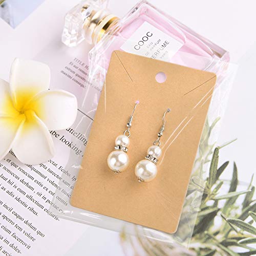 TUPARKA 120 Pack Earrings Necklace Display Cards with 120 Self-Sealing Bags Earring Card Holder Kraft Paper Tags for Ear Studs Earrings (Brown) - Image 4