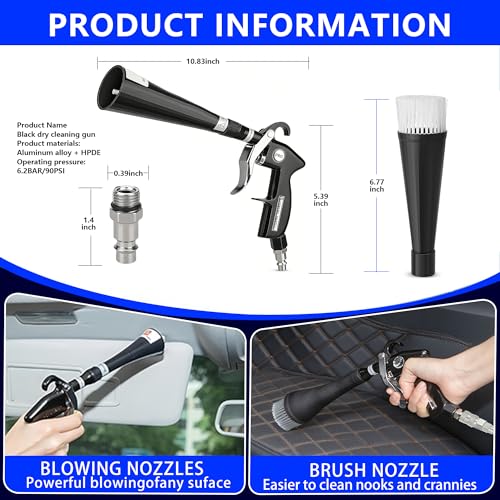 Image of Car Cleaning Gun Detailing Interior Dryer Air Blow Gun, High Pressure Blower Gun, Car Detailing Kit for Quickly Blasting Dirt and Dust Works, Car Detailing Tools with Air Compressor