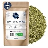 Mate verde orgánico de hojas sueltas - Té vegano de hojas sueltas, 100% natural, sin OMG, de cultivo ecológico - Yerba Mate - Envasado en Francia - Bolsa de 200 g (100 tazas)