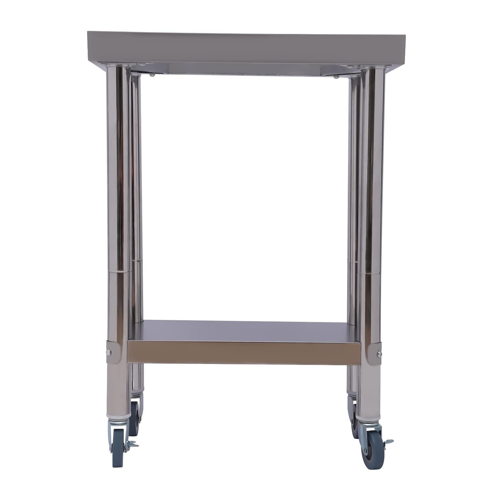 Mesa de trabajo de acero inoxidable, mesa de trabajo para preparar alimentos, 60 x 30 x 85 cm, mesa de cocina para restaurante, cocina, panaderías, color plateado